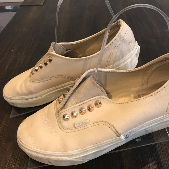 Vans Authentic Gore Studs Cream Skater Shoes Low - Picture 3 of 7